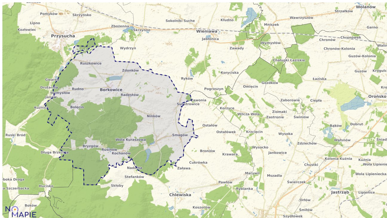 Mapa obszarów ochrony przyrody Borkowic