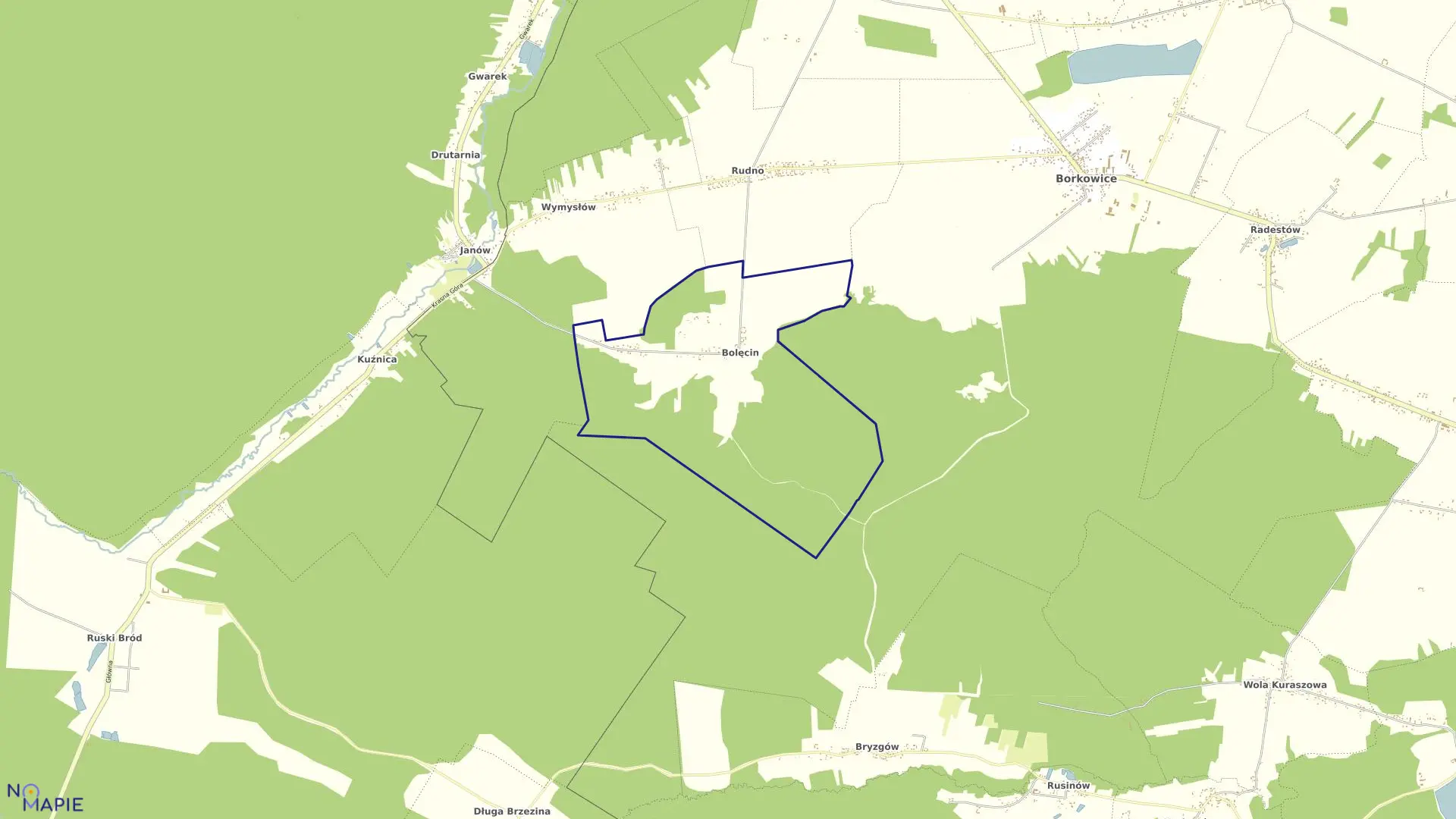 Mapa obrębu BOLĘCIN w gminie Borkowice