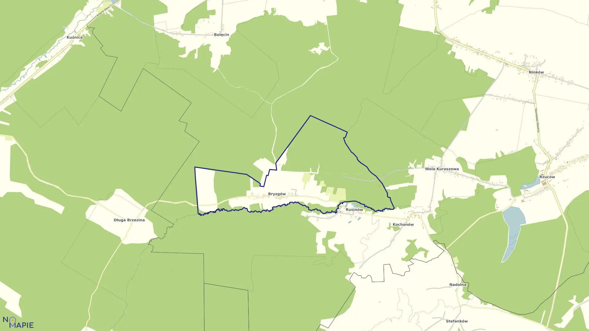 Mapa obrębu BRYZGÓW w gminie Borkowice