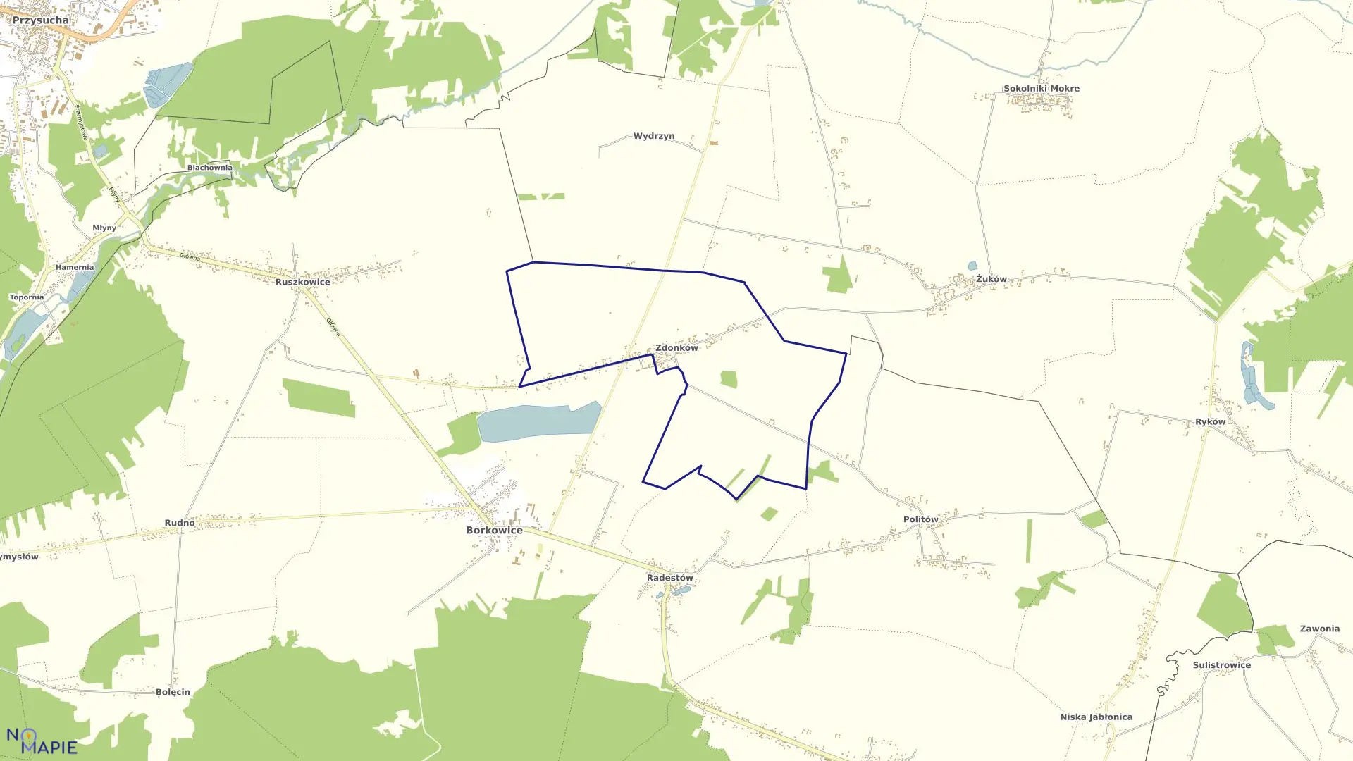 Mapa obrębu ZDUNKÓW w gminie Borkowice